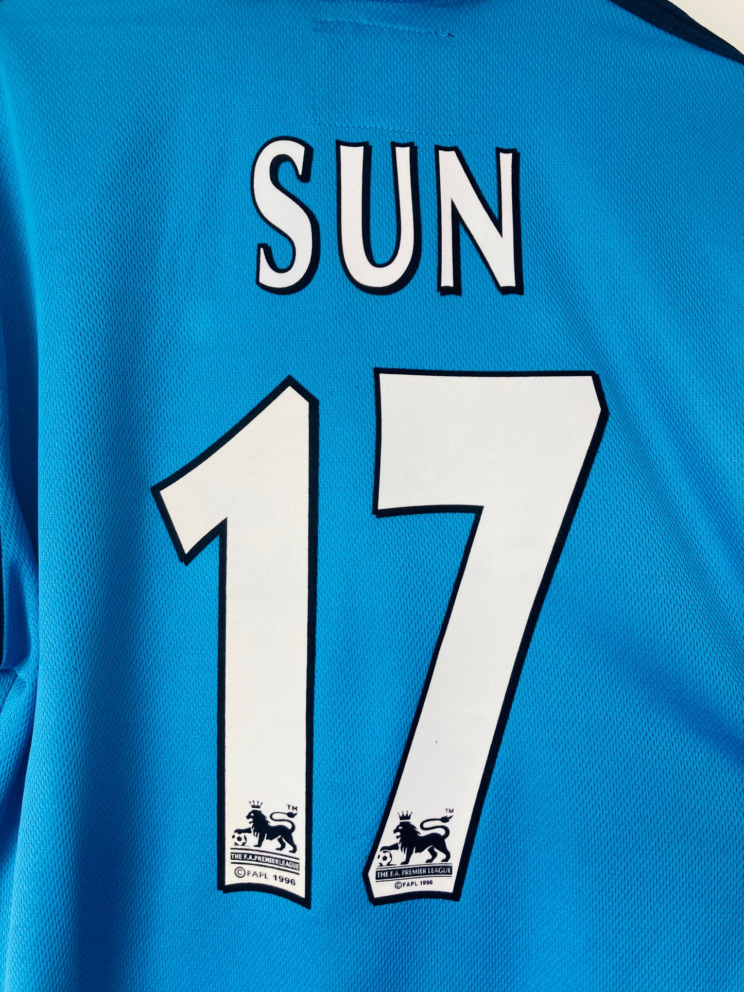 Manchester City home football shirt 2002/03 Medium Sun