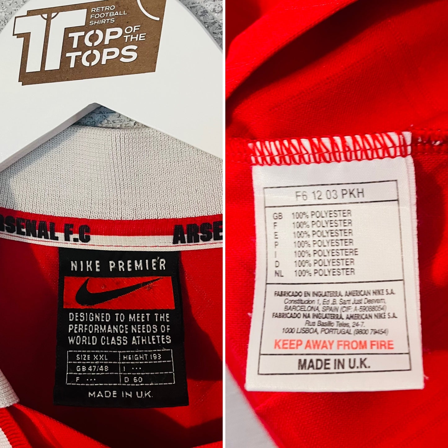Arsenal home football shirt 1996/98 Wright XXL