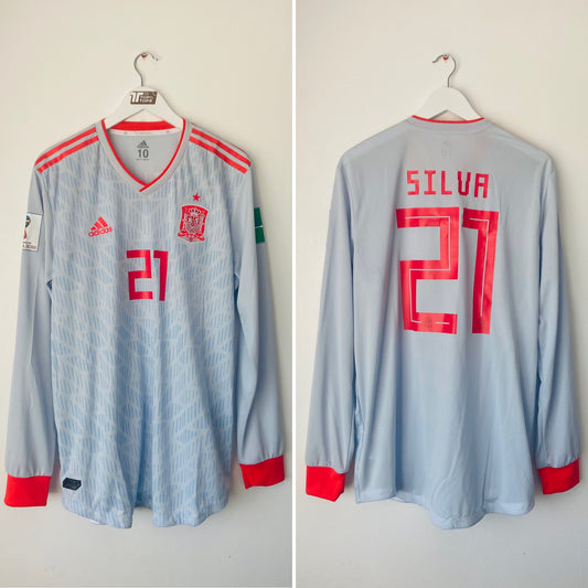 Spain away football shirt player issue W/C2018 Silva XL