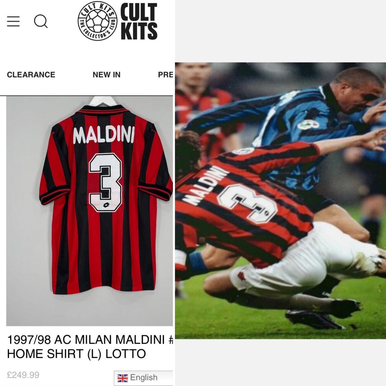 AC Milan 1997/1998 Red & Black Home Football Shirt (L)