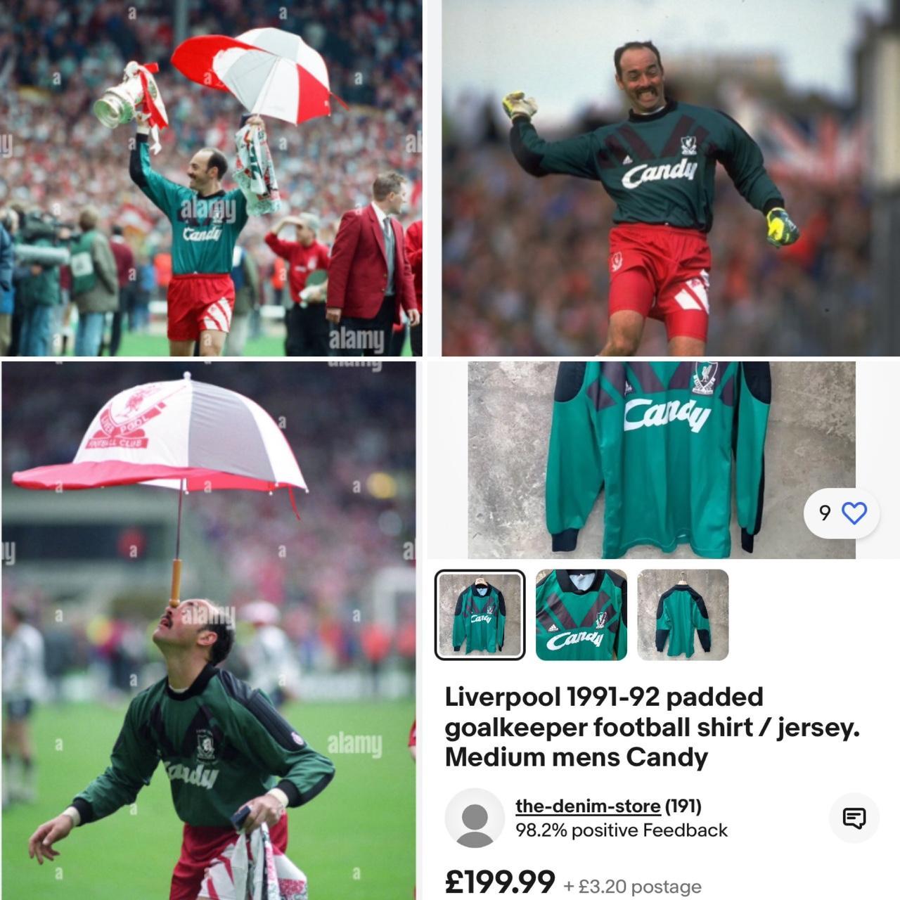 Liverpool 1991/1992 Blue Goalkeeper Football Shirt (S)
