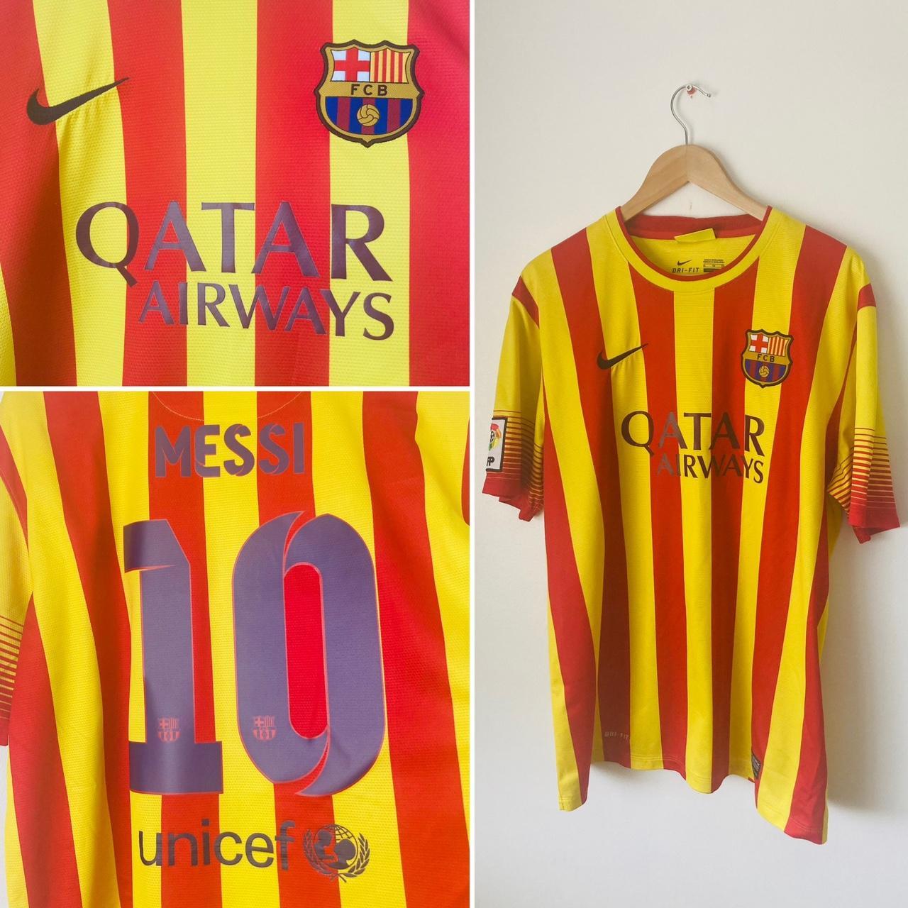 Barcelona 2013/2014 Red & Yellow Away Football Shirt (XL)