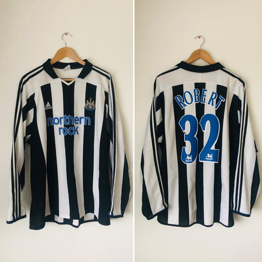 Newcastle United 2003/2004 Black & White Home Football Shirt (XL)