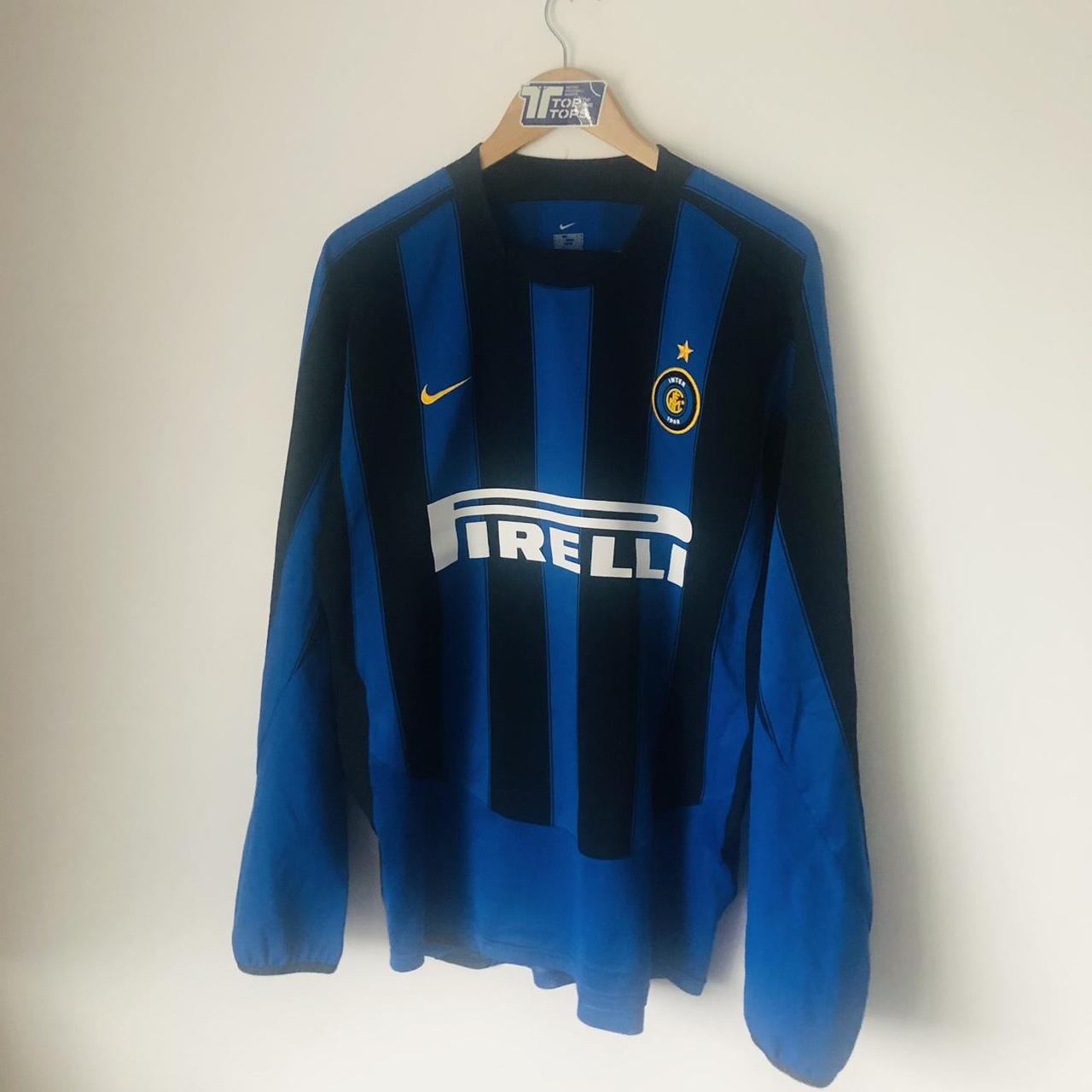 Inter Milan 2003/2004 Blue & Black Football Shirt (L)