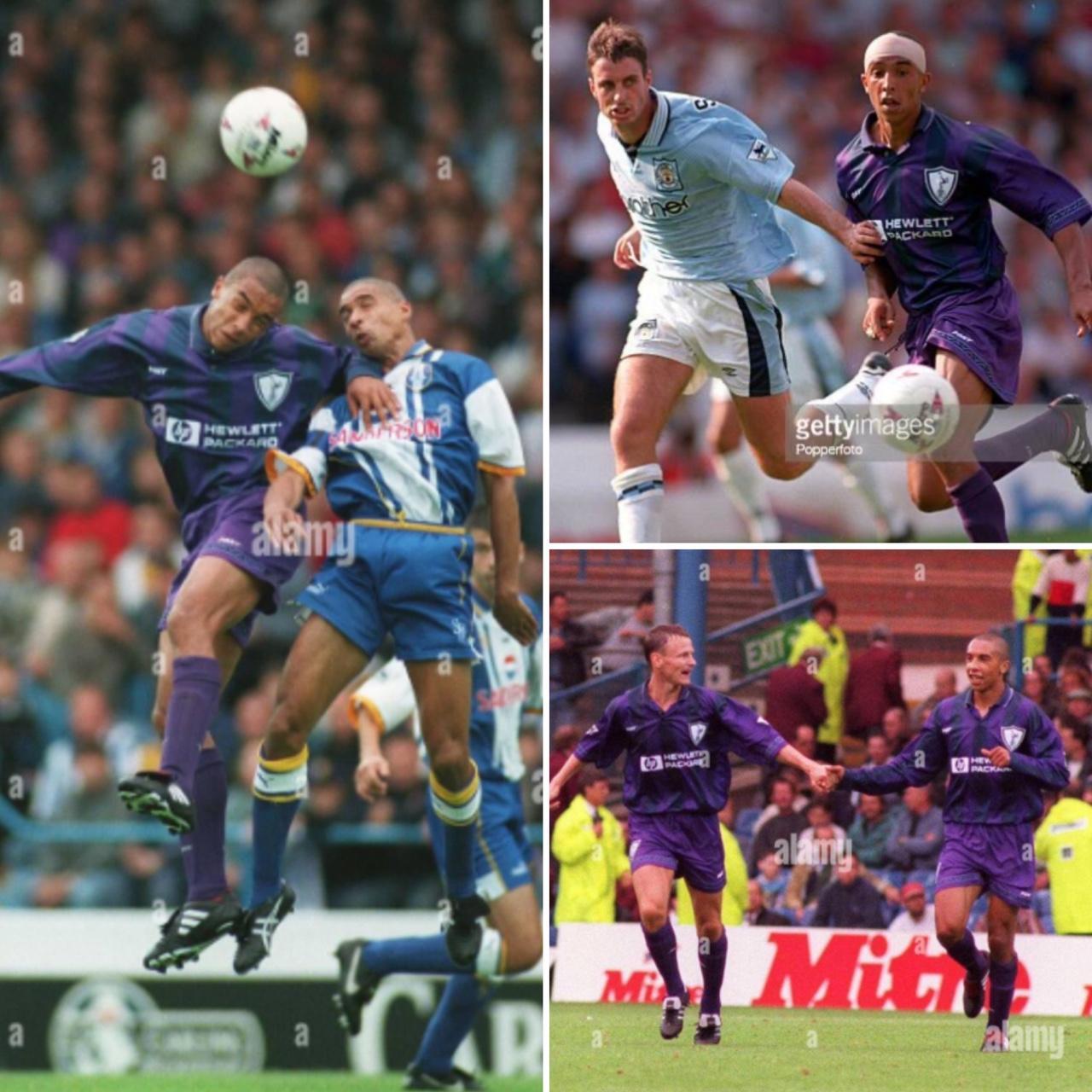 Tottenham Hotspur 1995/1997 Purple & Navy Away Football Shirt (L)