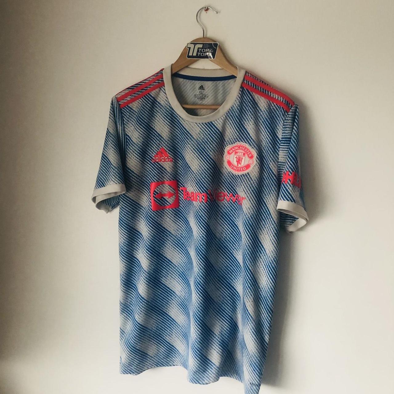 Manchester United 2021/2022 Blue & White Away Football Shirt (XL)