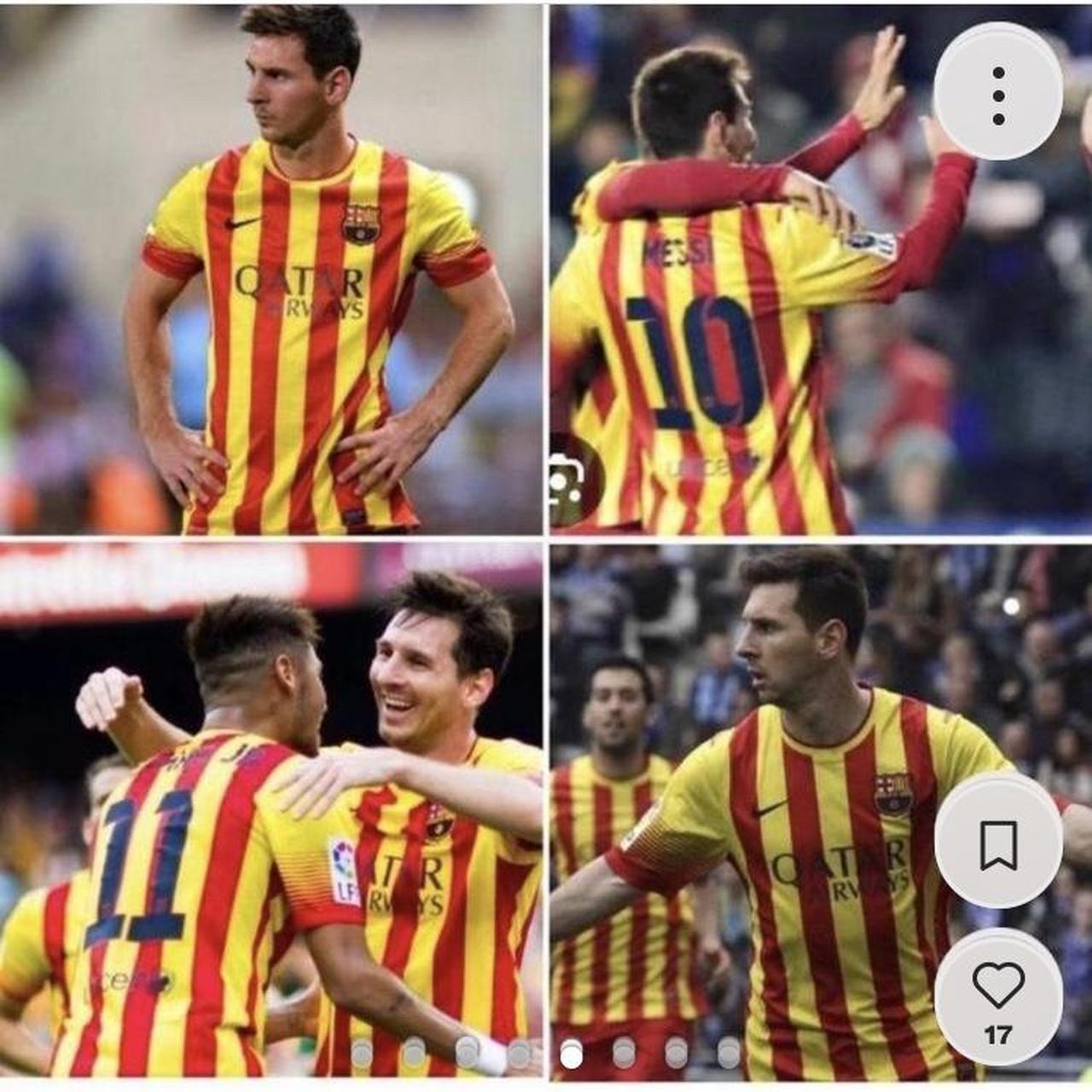 Barcelona 2013/2014 Red & Yellow Away Football Shirt (XL)