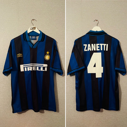 Inter Milan home football shirt 1995/96 Zanetti Large