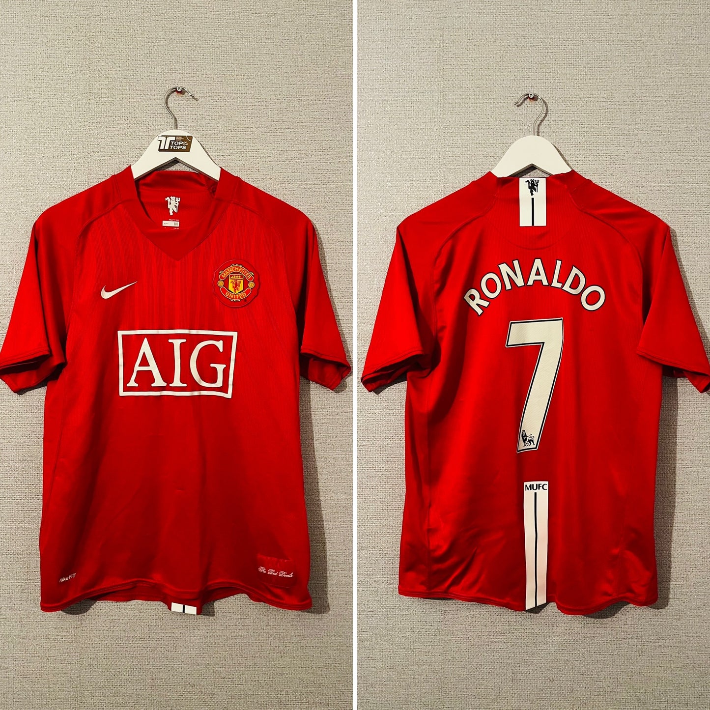 Manchester United home football shirt 2007/09 CR7 Medium
