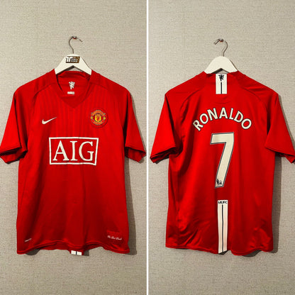 Manchester United home football shirt 2007/09 CR7 Medium