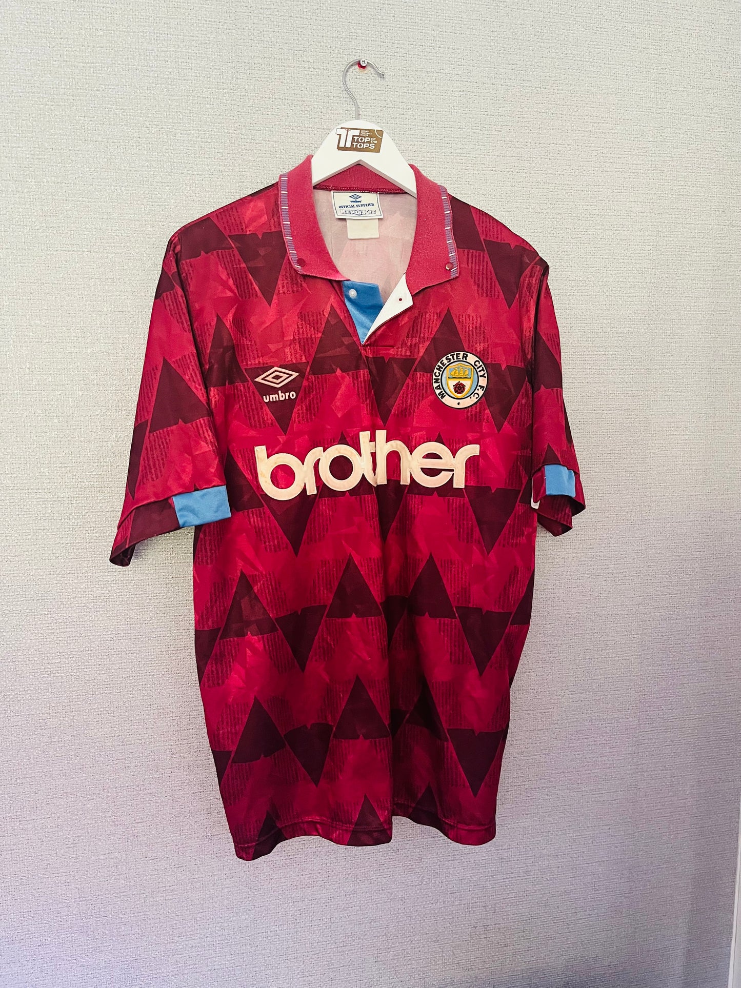 Manchester City away football shirt 1990/92 XL