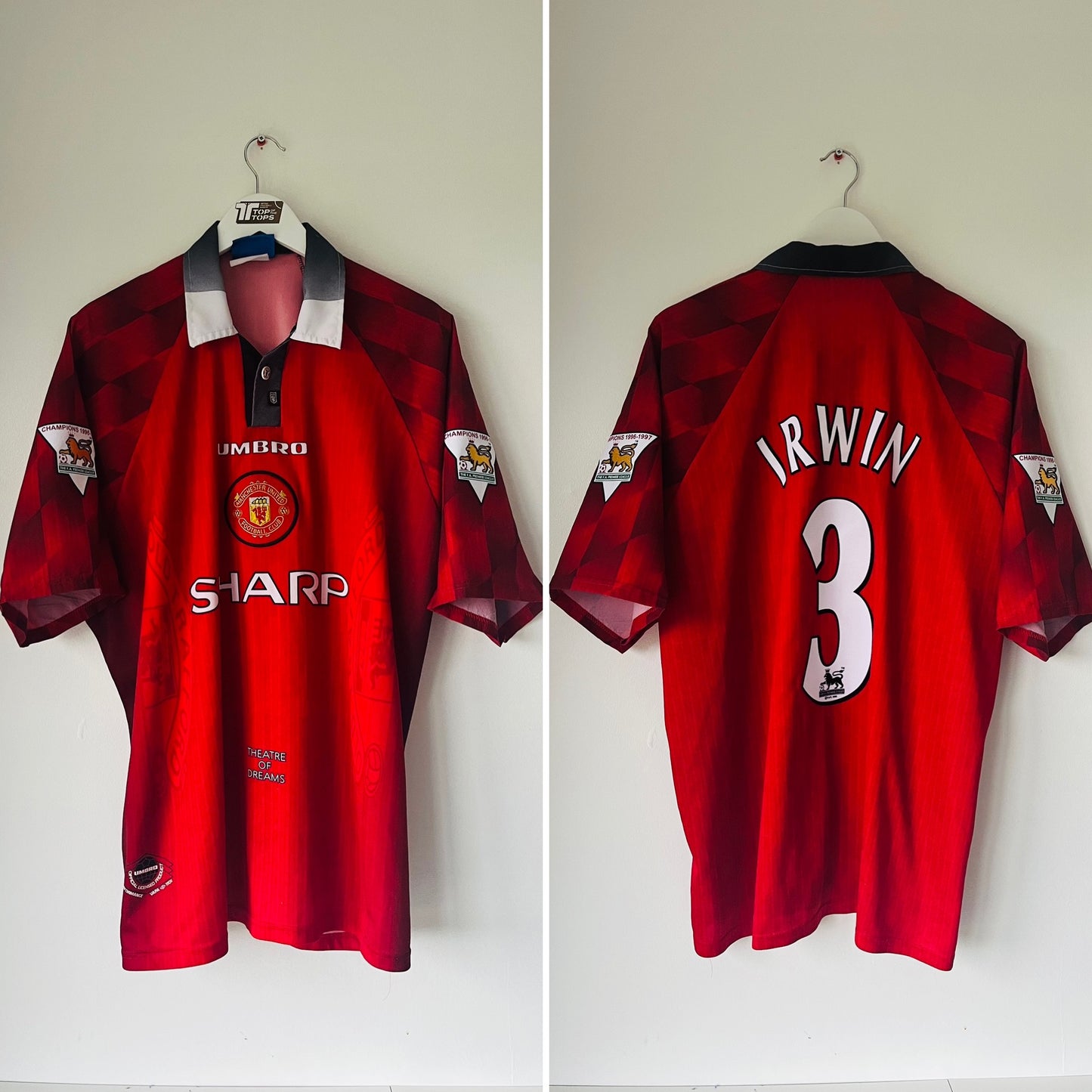 Manchester United home football shirt 1997/98 Irwin XXL