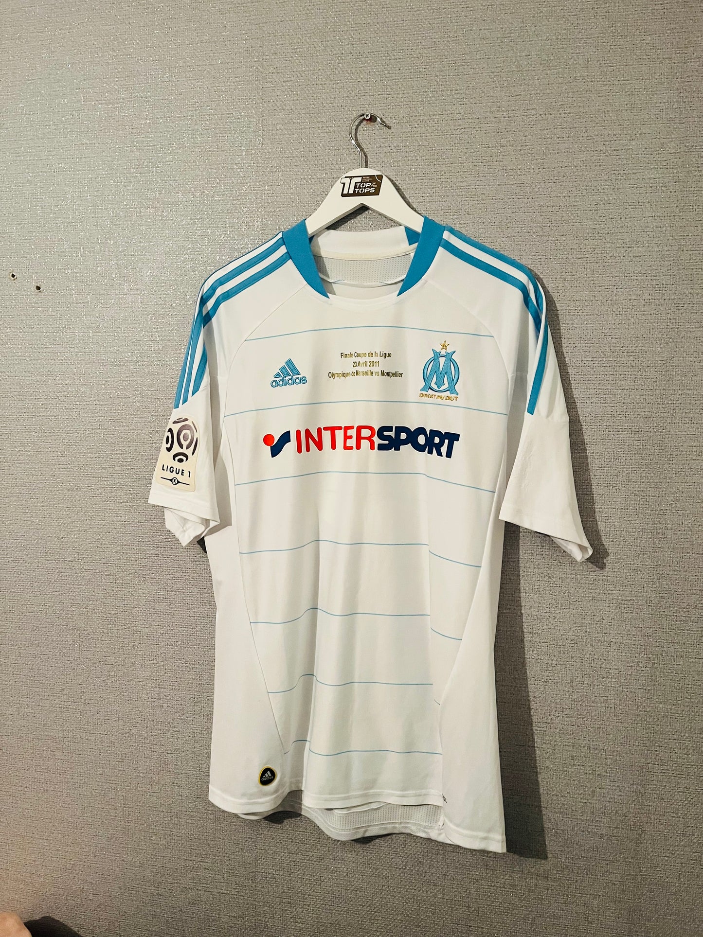 Olympique Marseille home cup final football shirt 2010/11 Taiwo Large