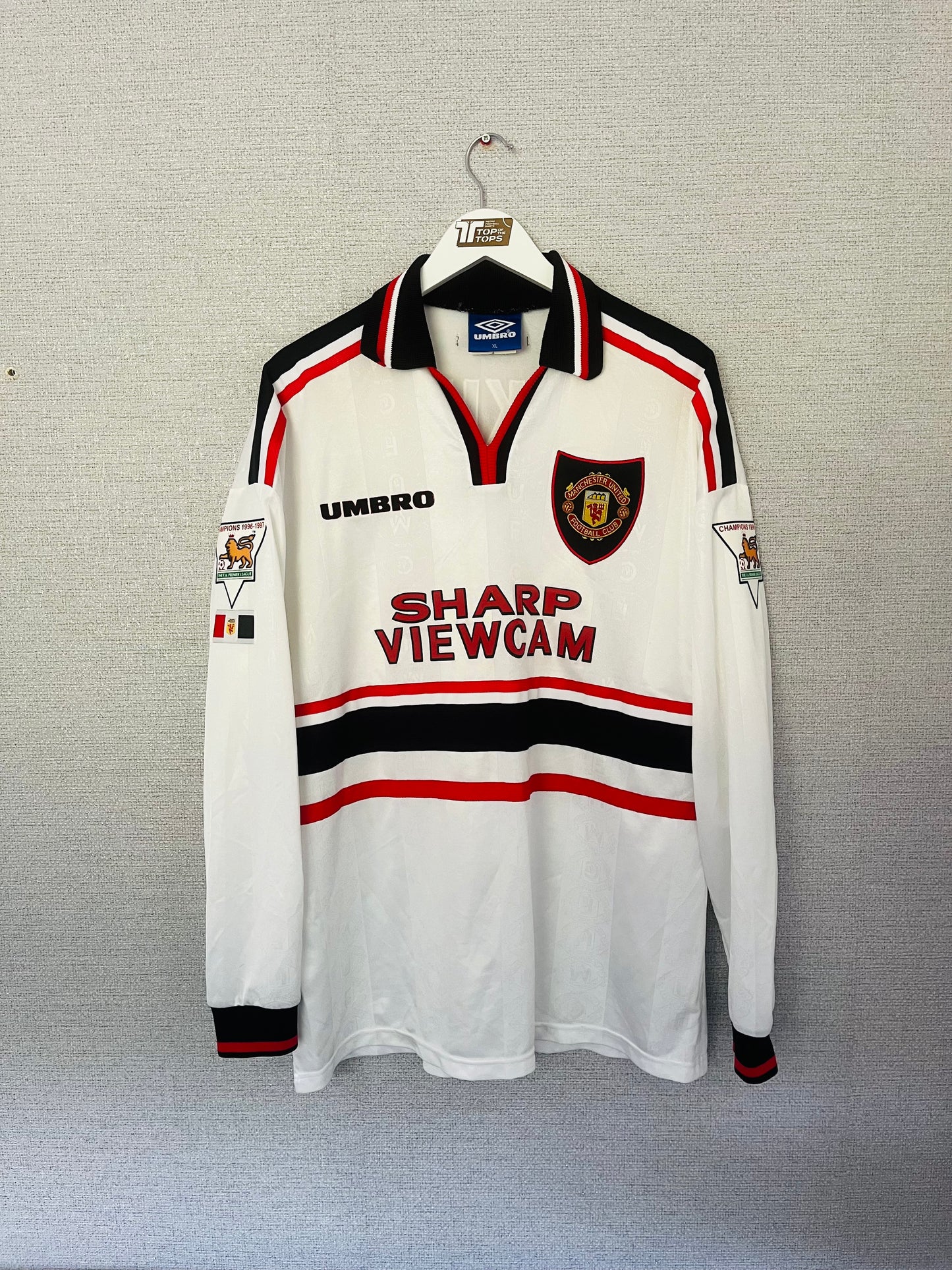 Manchester United away football shirt 1997/98 L/S Beckham XL