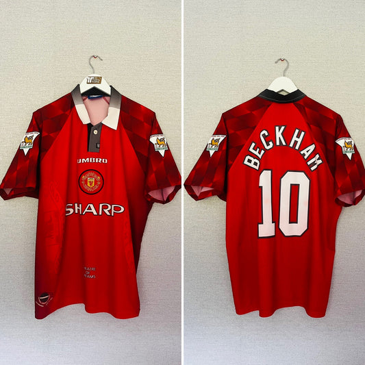 Manchester United home football shirt 1996/97 Beckham Large