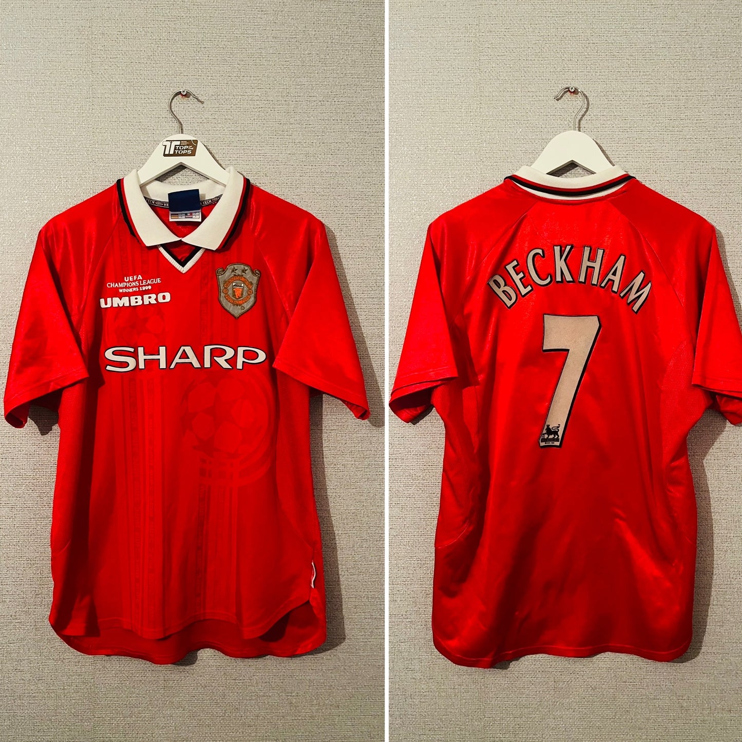 Manchester United home cup football shirt 1997/2000 Beckham Large