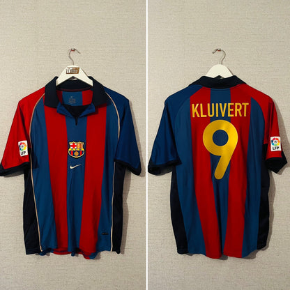 Barcelona home football shirt 2001/02 Kluivert Medium