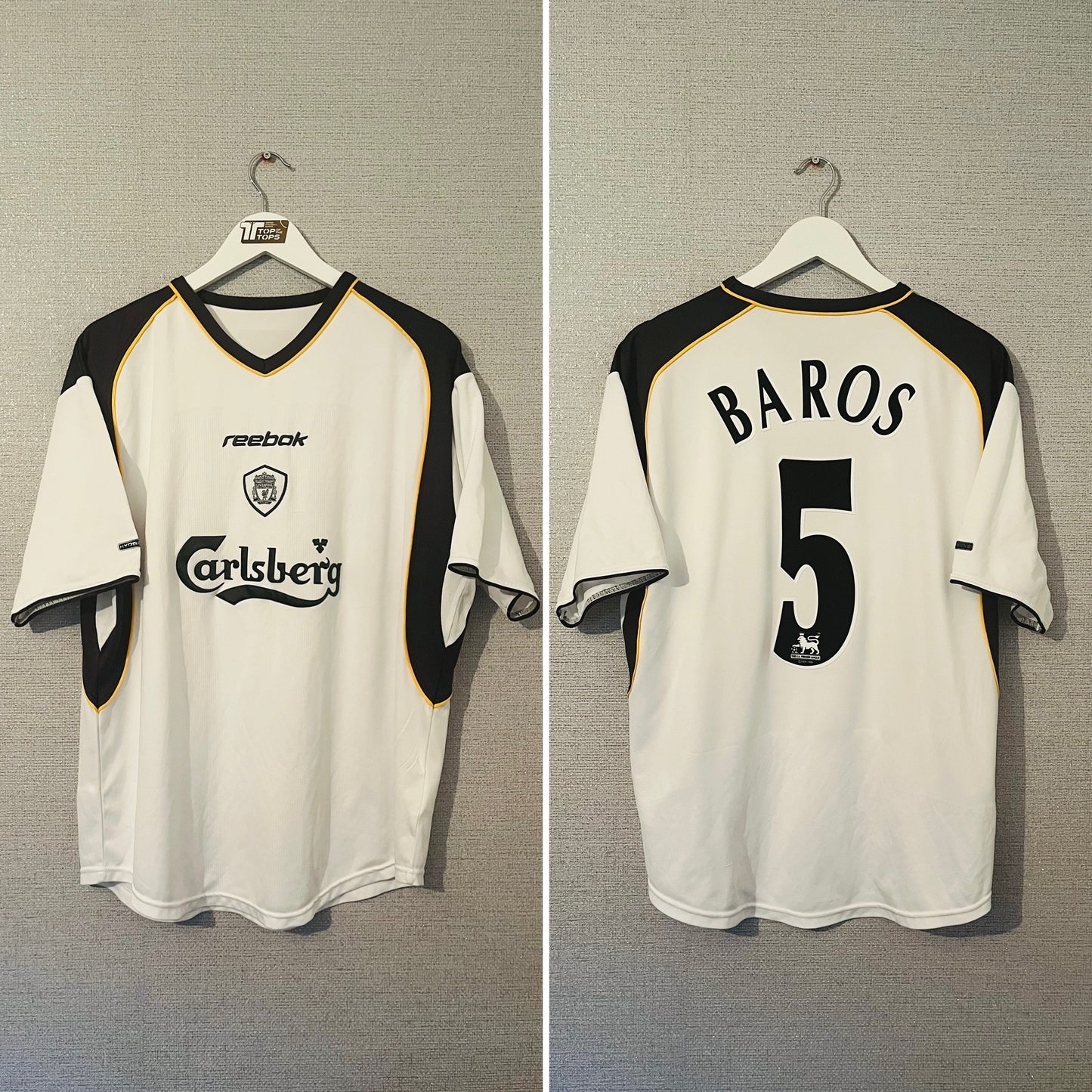 Liverpool away football shirt 2001/03 Baros Large