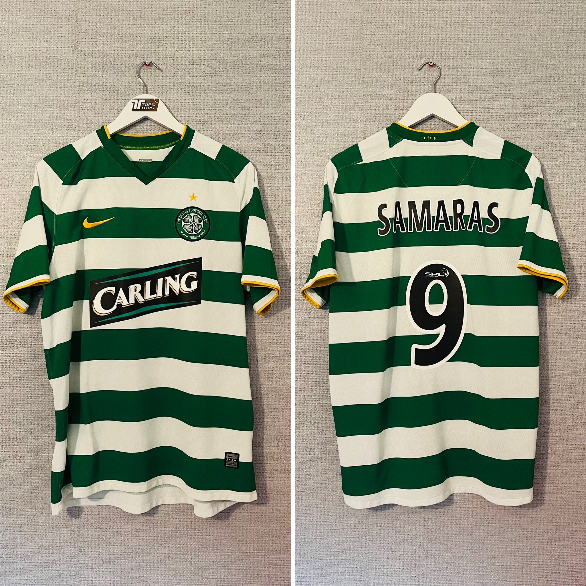 Celtic FC 緑白ストライプシャツ CARLING CELTIC NIKE 2007/2008 FOOTBALL HOME JERSEY #25 NAKAMURA SIZE