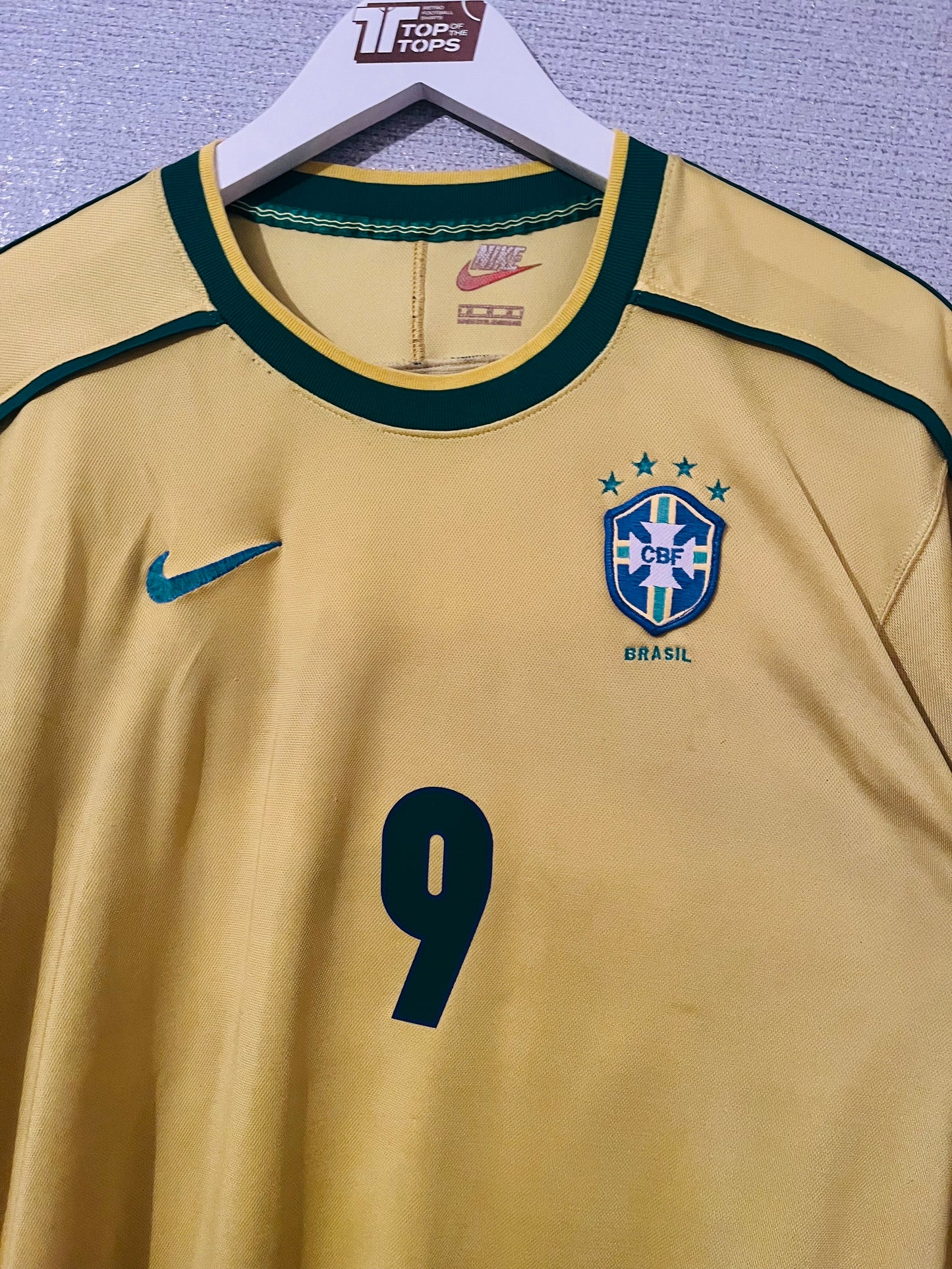Brazil home football shirt W/C 1998 R9 Medium