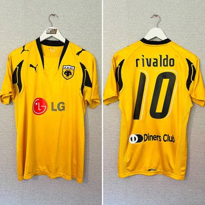 AEK Athens home football shirt 2007/08 Rivaldo Medium