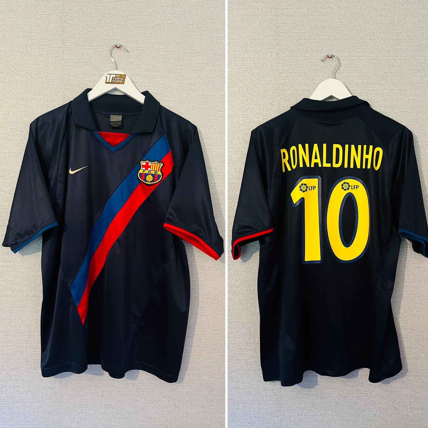 Barcelona away football shirt 2003/04 Ronaldinho Large