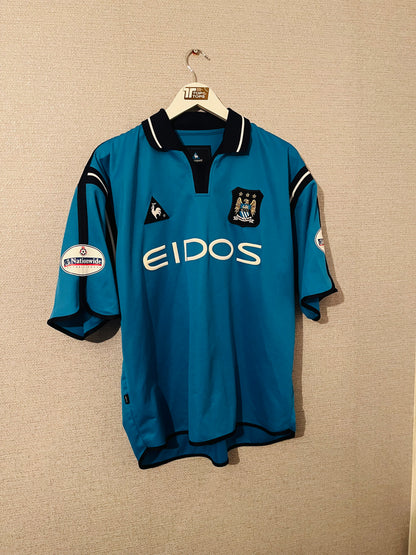 Manchester City home football shirt 2001/02 Wanchope Large