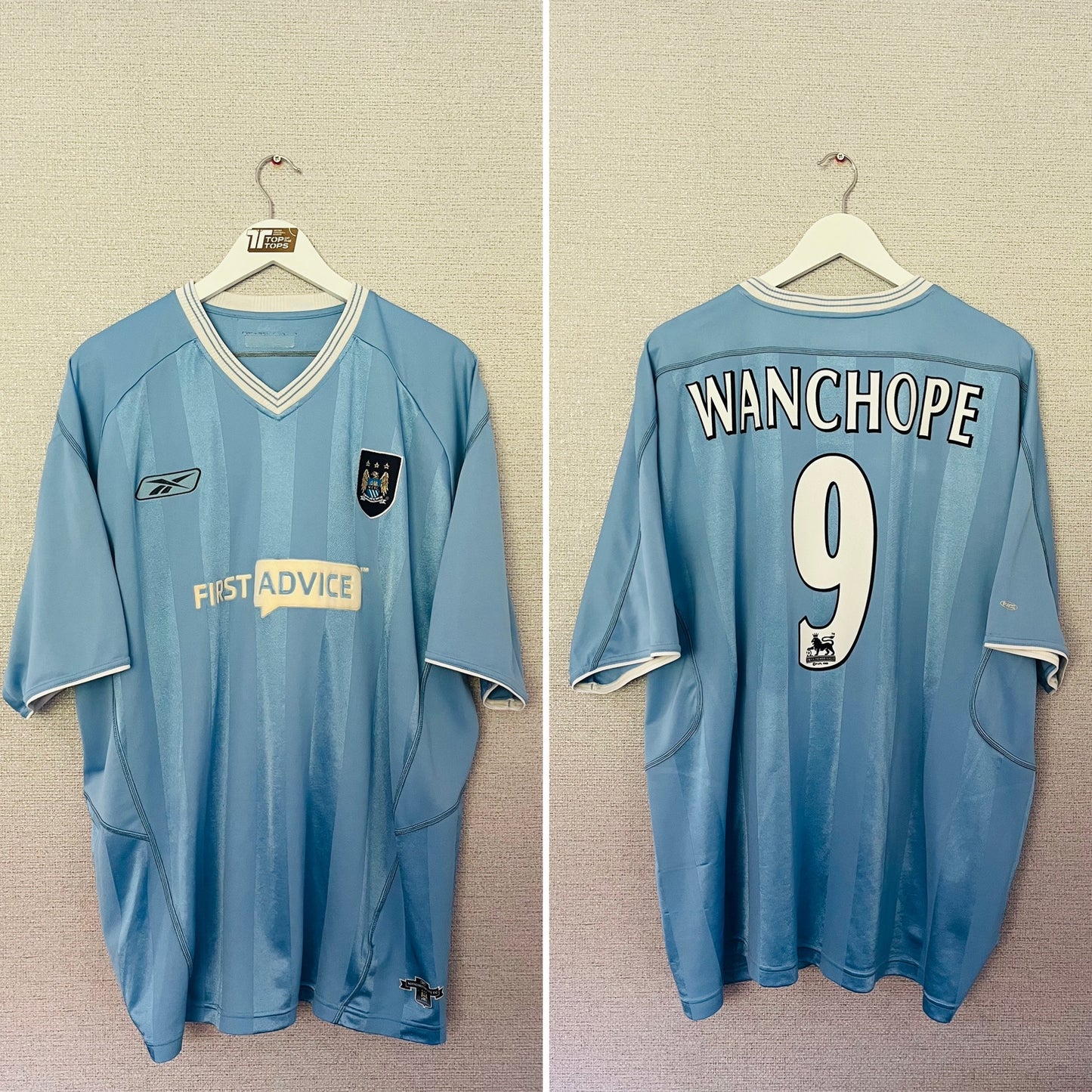 Manchester City home football shirt 2003/04 Wanchope XXL