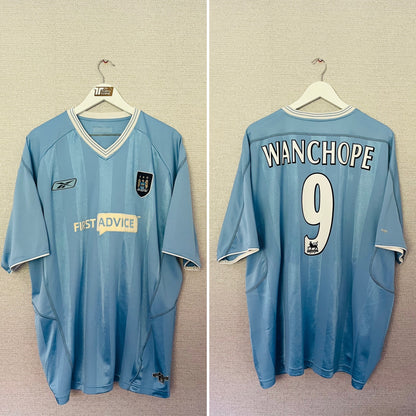 Manchester City home football shirt 2003/04 Wanchope XXL