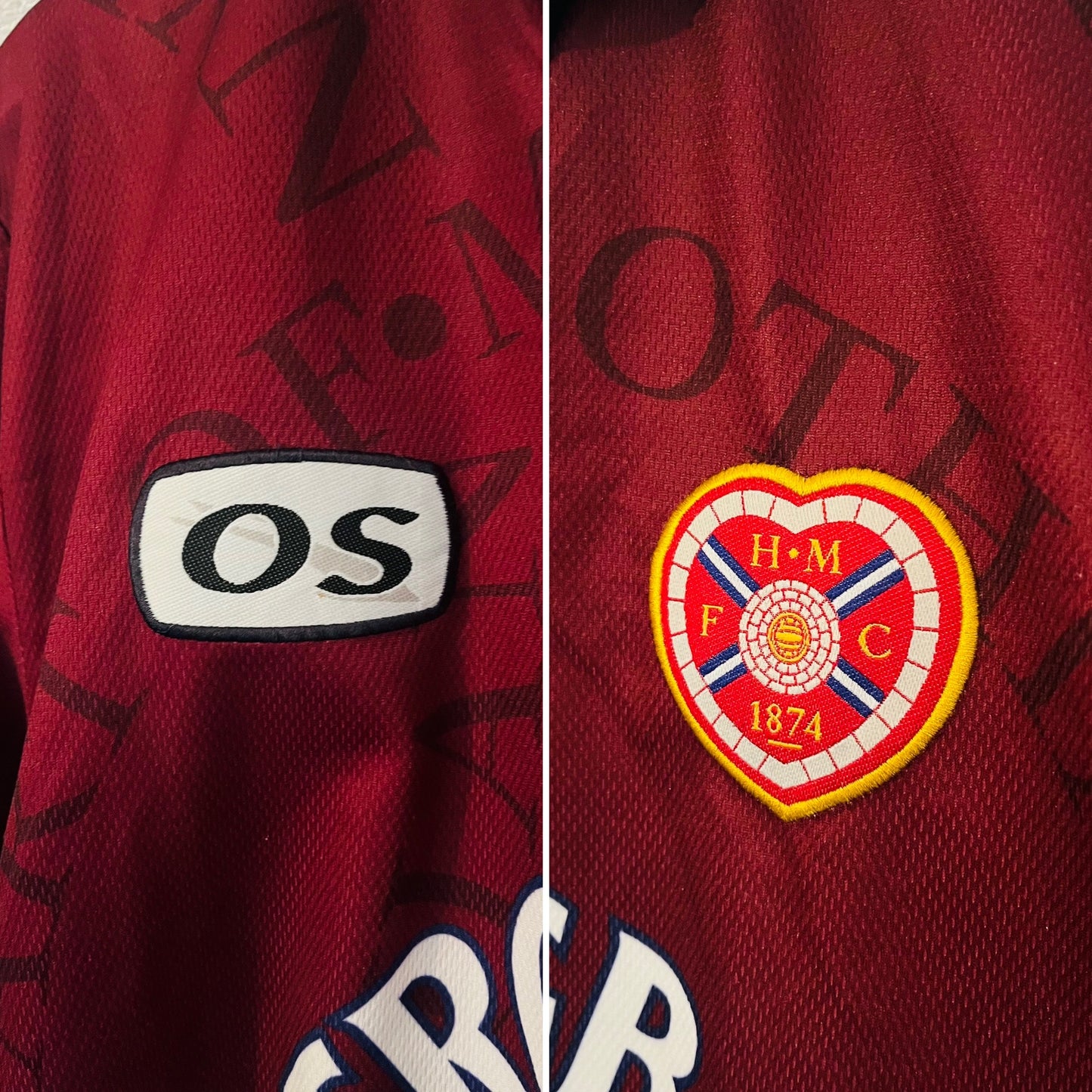 Heart of Midlothian Hearts home football shirt 1998/99 Medium