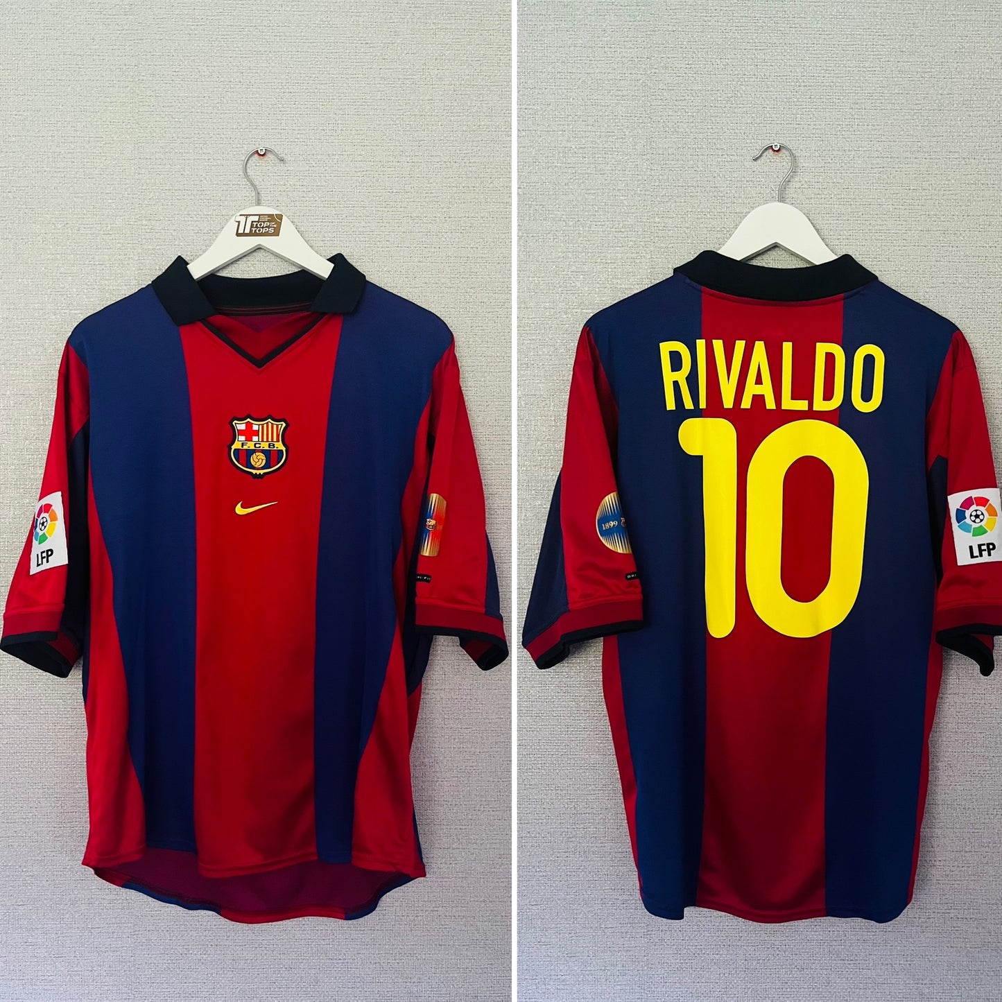 Barcelona home football shirt 1999/2000 Rivaldo Large