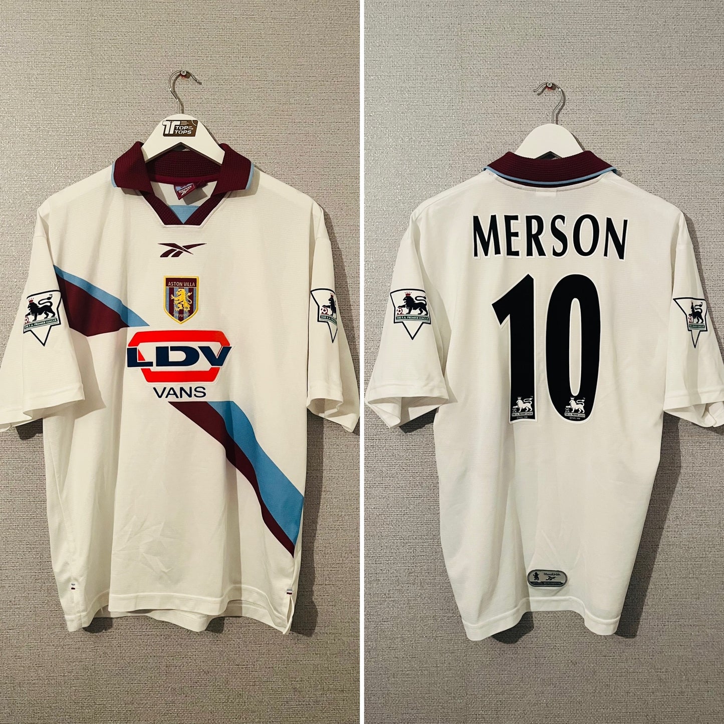 Aston Villa away football shirt 1999/2000 Merson Medium