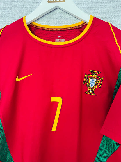 Portugal home football shirt 2002/04 Figo Medium