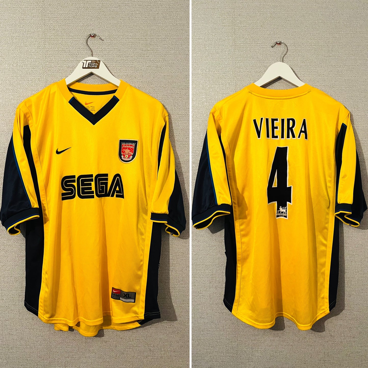 Arsenal away football shirt 1999/2001 Vieira XL