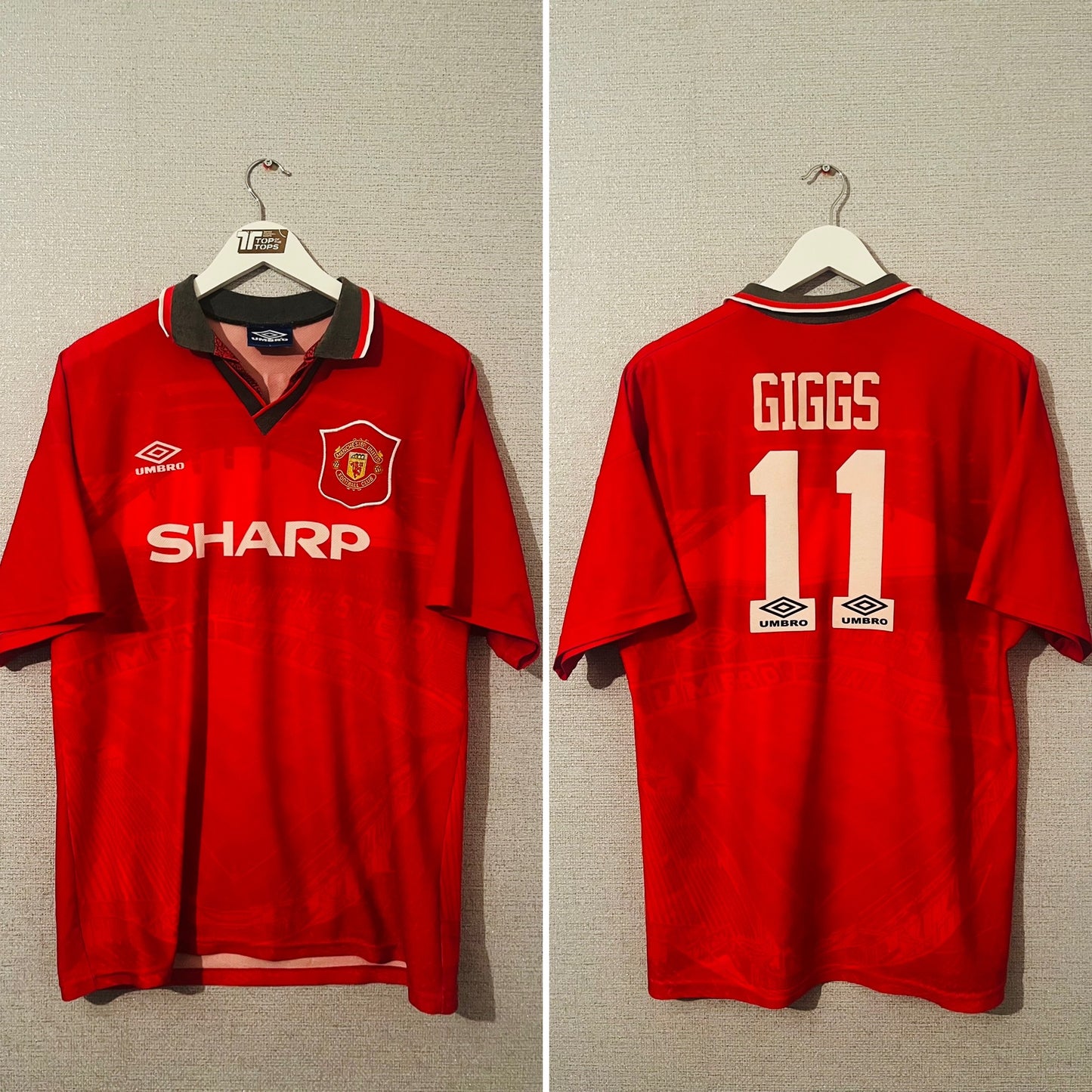 Manchester United home football shirt 1994/95 Giggs Large