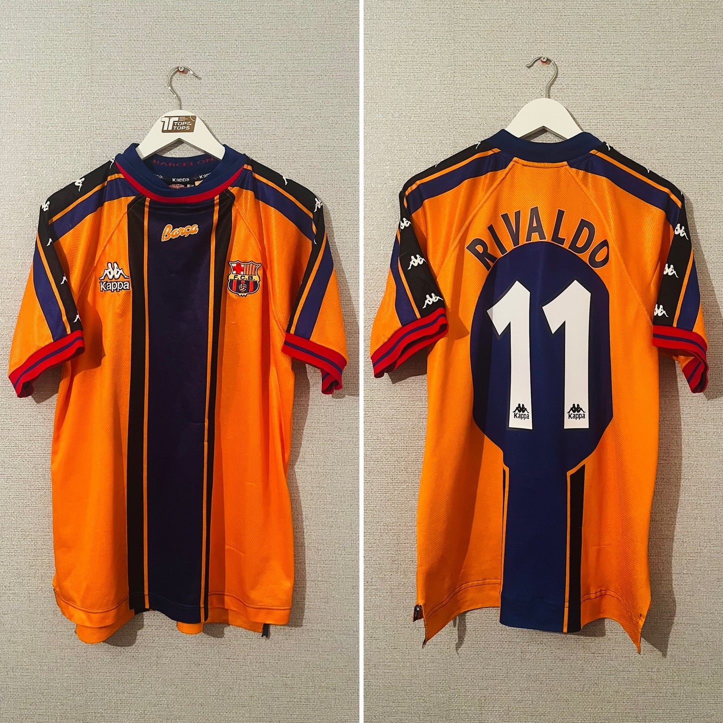 Barcelona away football shirt 1997/98 Rivaldo Large