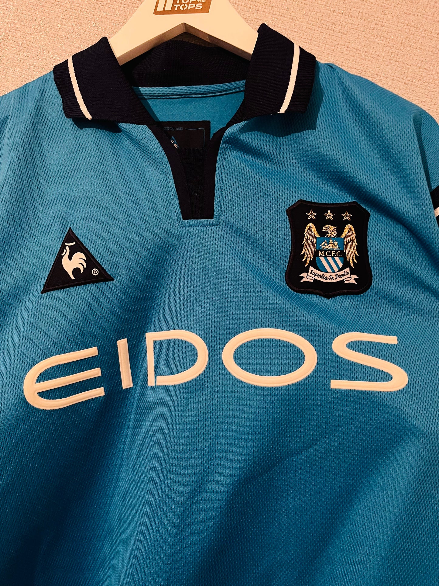 Manchester City home football shirt 2001/02 Wanchope Large