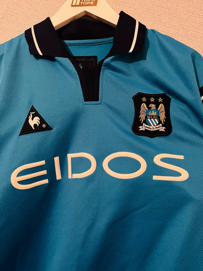 Manchester City home football shirt 2001/02 Wanchope Large