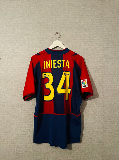 Barcelona home football shirt 2002/04 Iniesta Large