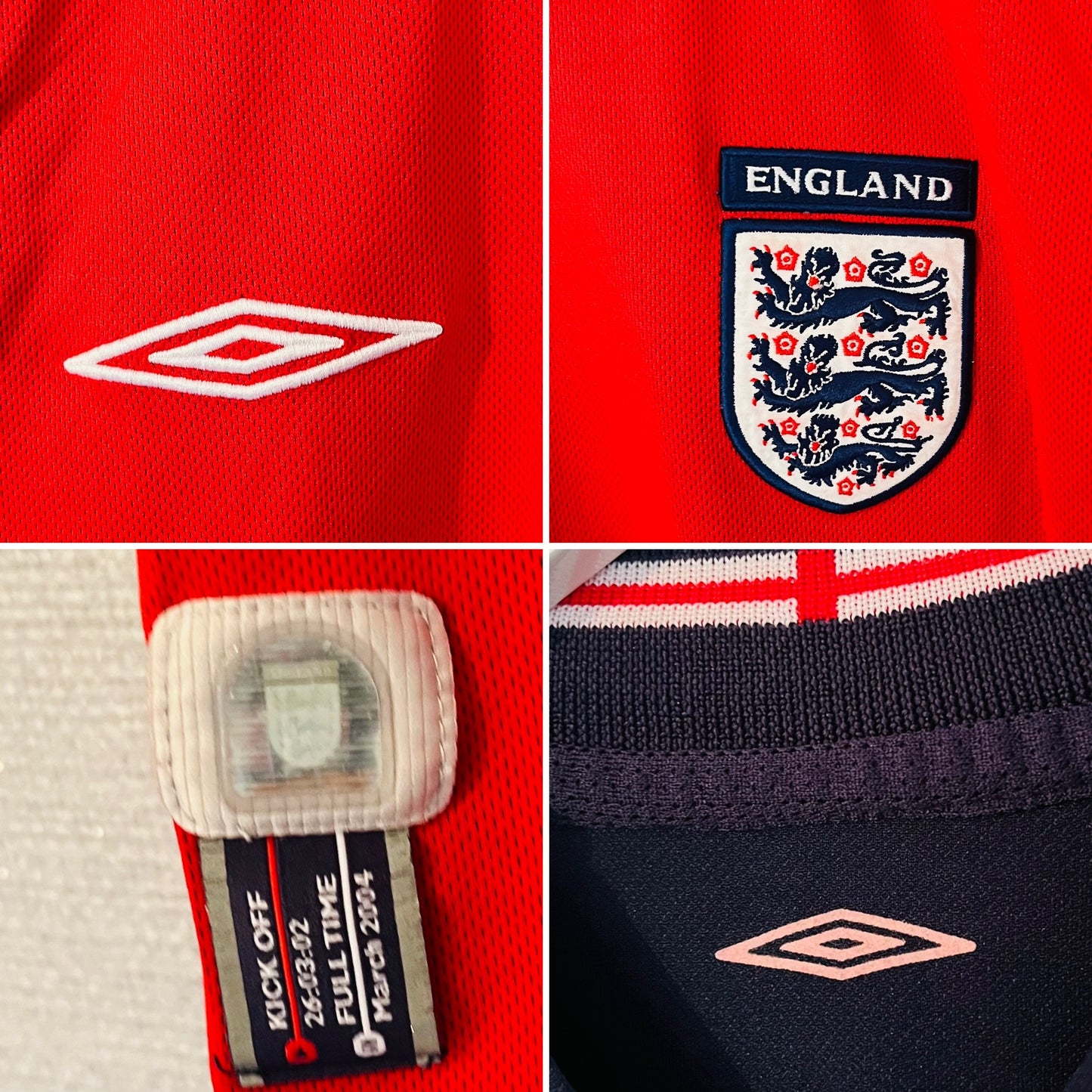 England away reversible football shirt W/C 2002 Beckham Small