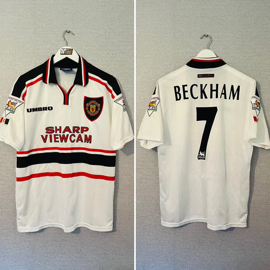 Manchester United away football shirt 1997/99 Beckham medium