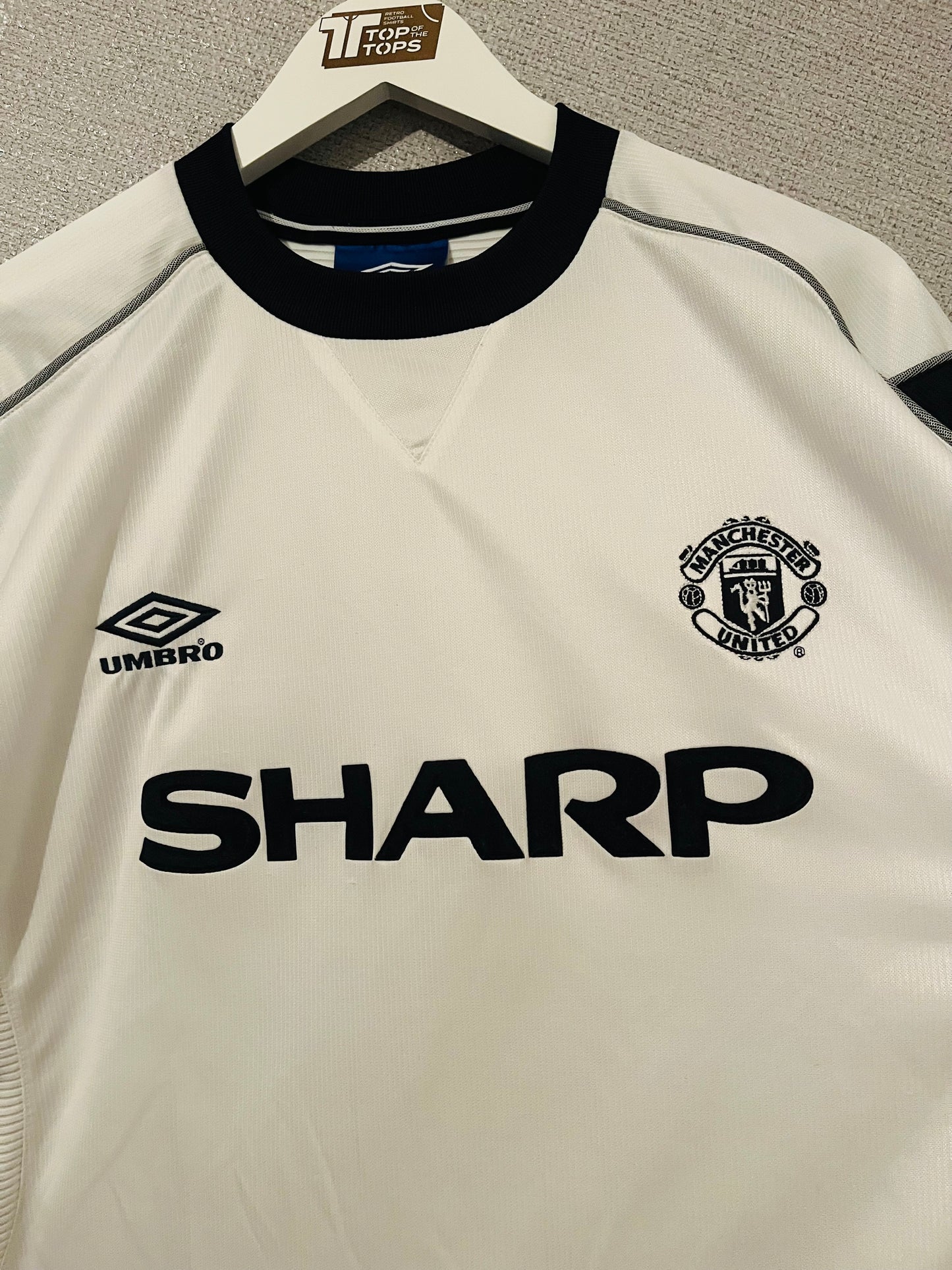Manchester United away football shirt 1999/2000 Stam XL