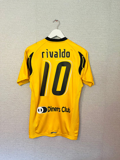 AEK Athens home football shirt 2007/08 Rivaldo Medium