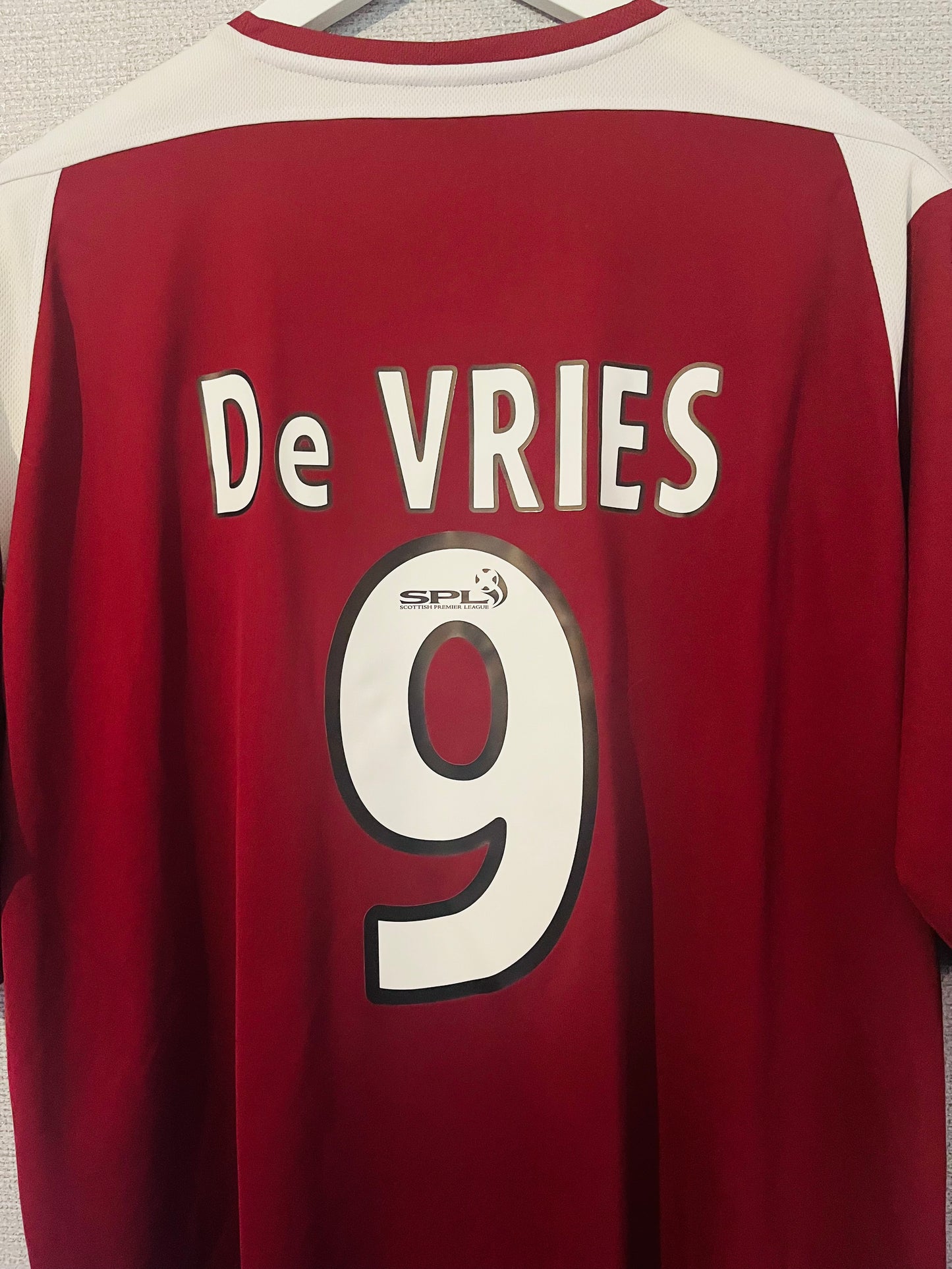Heart of Midlothian Hearts home football shirt 2004/05 De Vries XXL