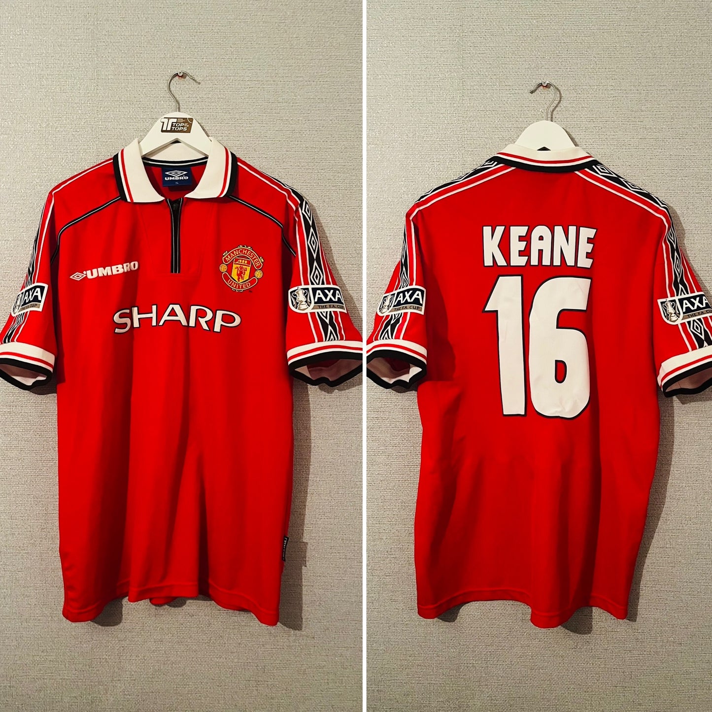 Manchester United home football shirt 1998/99 Keane XL