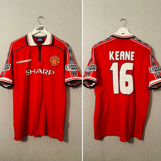 Manchester United home football shirt 1998/99 Keane XL