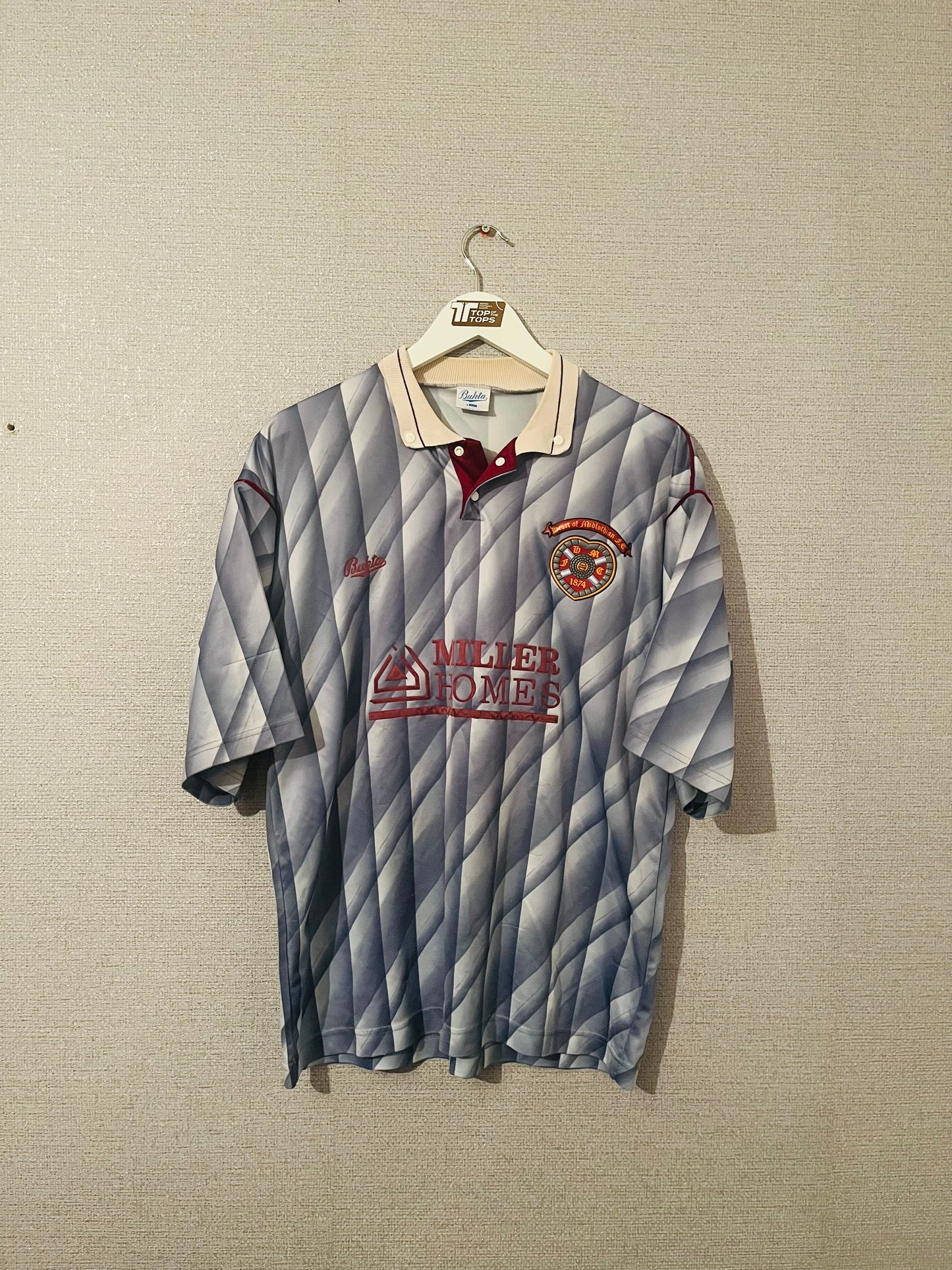 Heart of Midlothian Hearts away football shirt 1990/91 Large