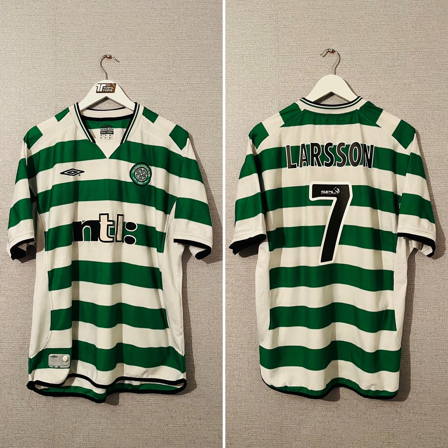 Glasgow Celtic home football shirt 2001/03 Larsson XL