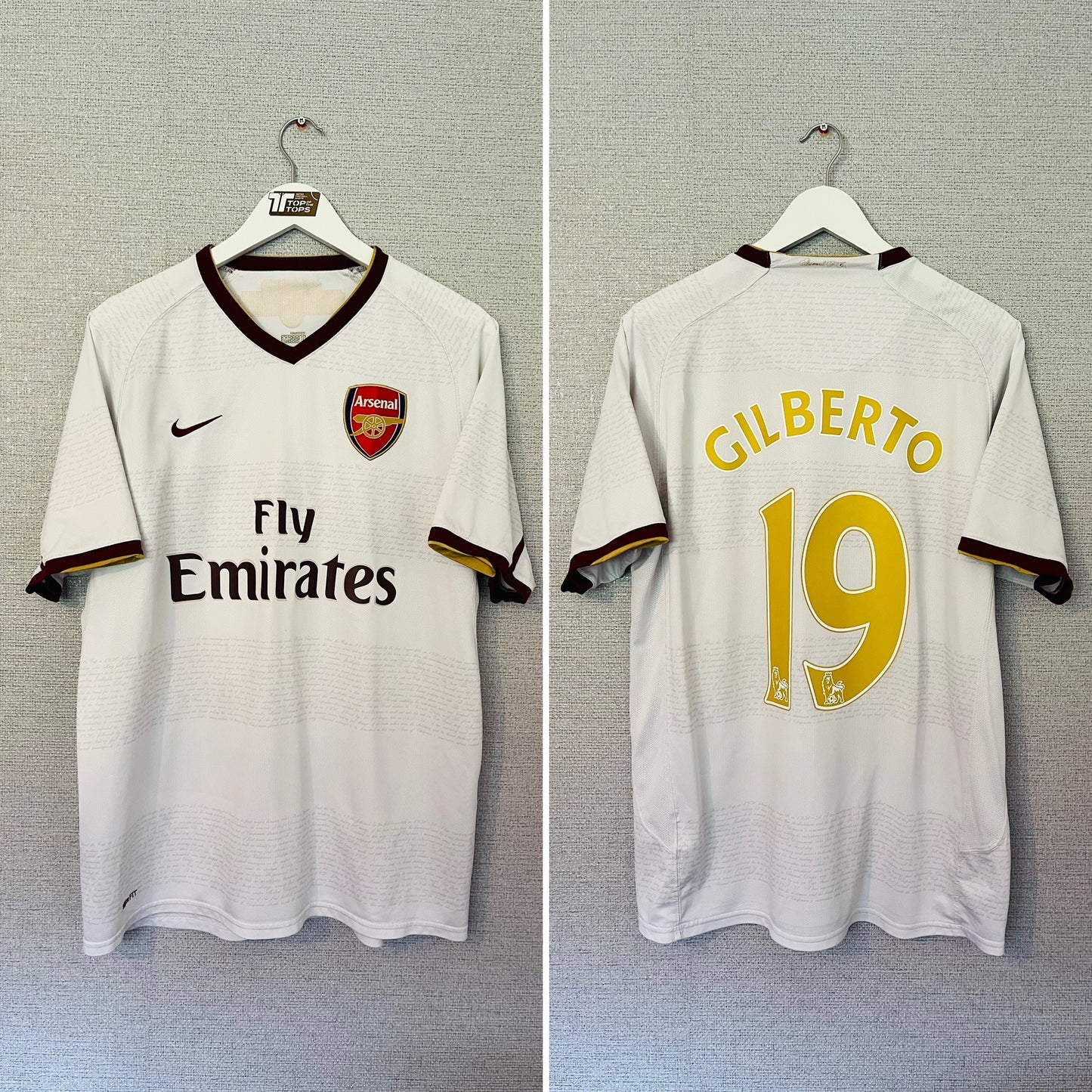 Arsenal away football shirt 2007/08 Gilberto Large