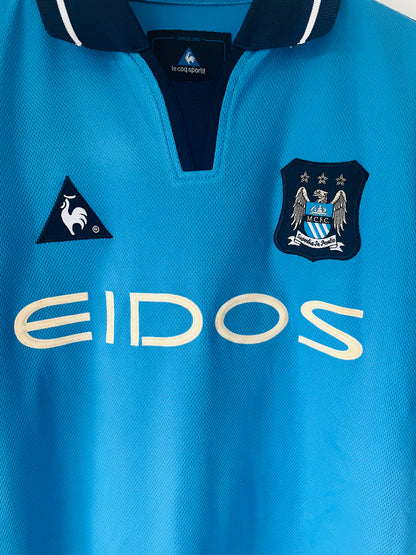 Manchester City home football shirt 2001/02 Wanchope Medium